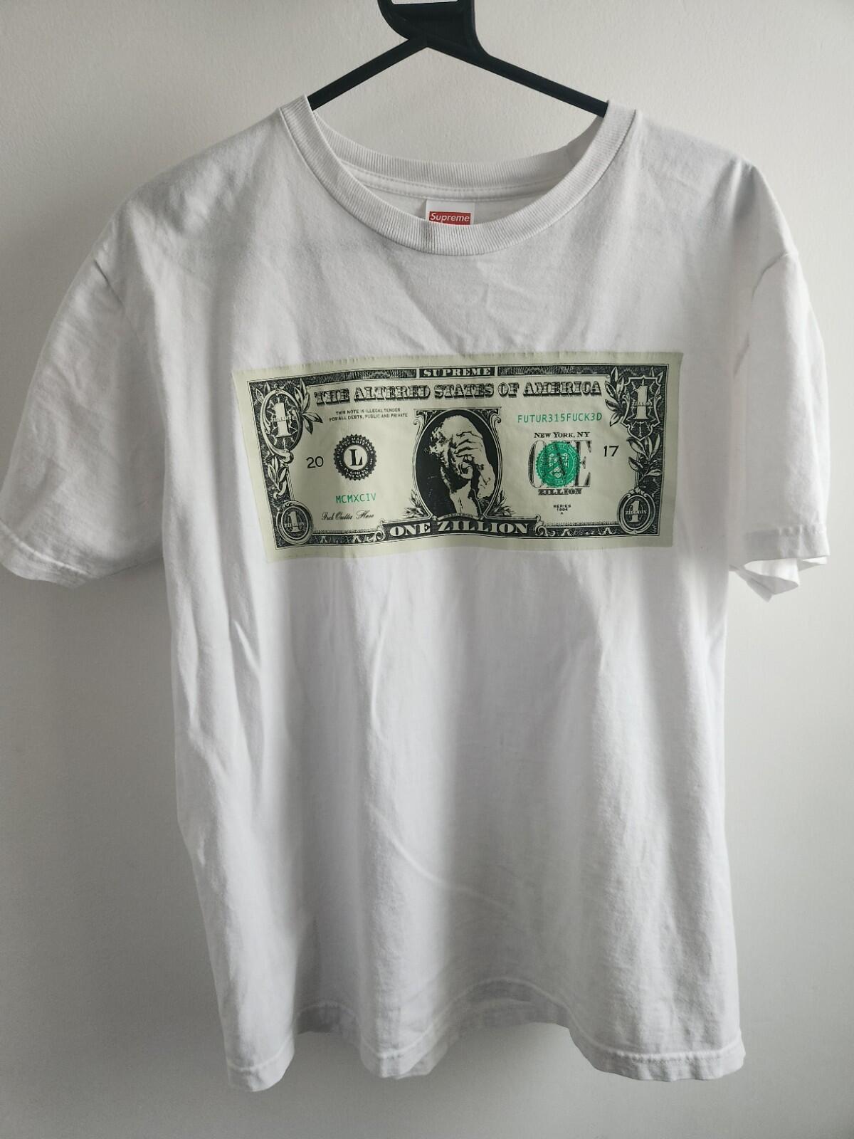 FW17 Supreme Dollar Tee White size M medium T-shirt made in USA facepalm