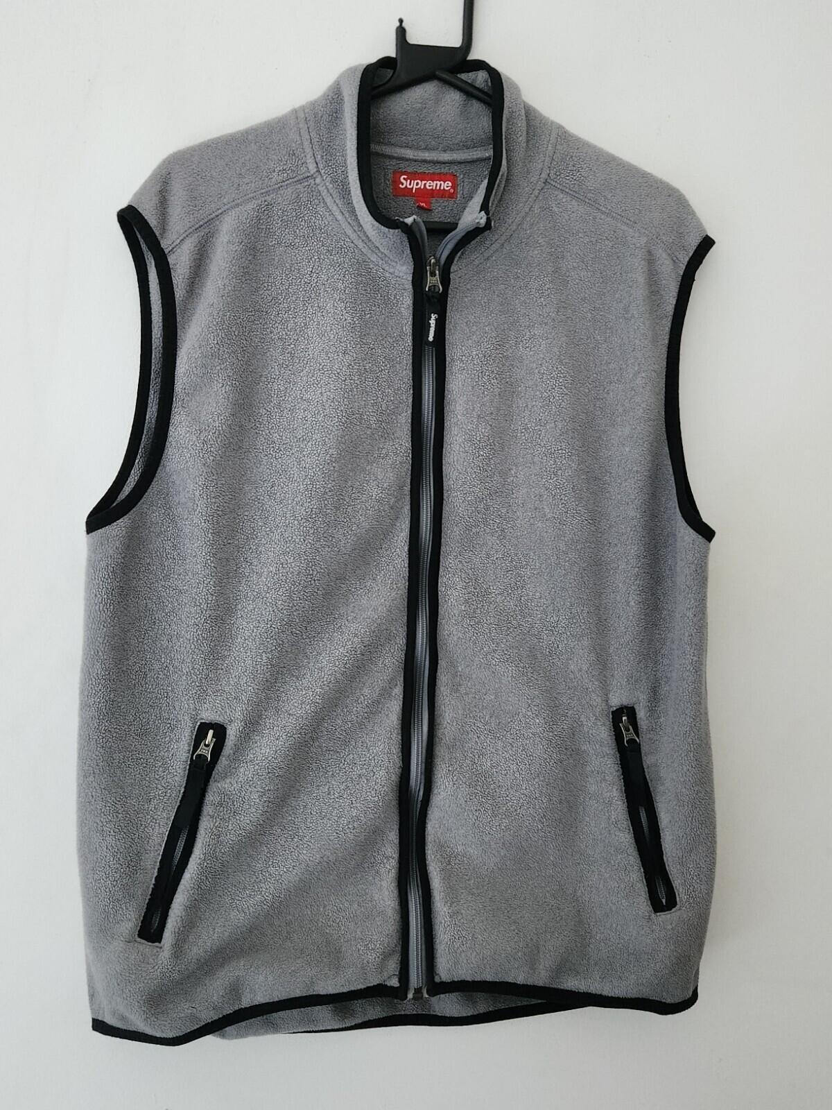 FW15 Supreme Polartec vest Size XL Grey Gilet Fleece