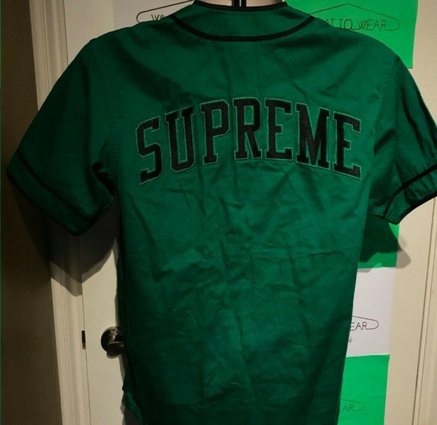 FW13 Supreme Chenille S Logo Jersey Green Size S
