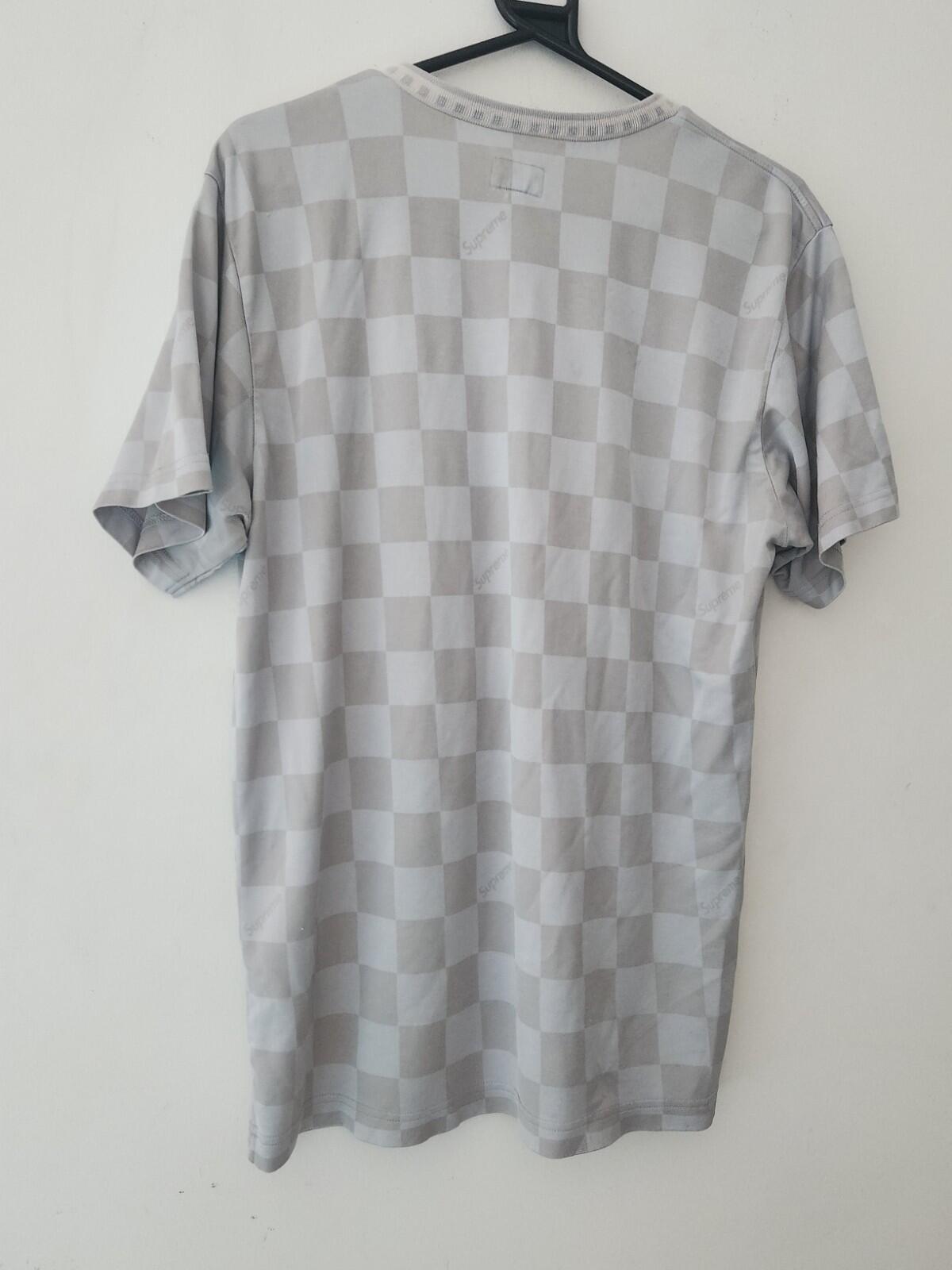 SS16 Supreme Checker Soccer Jersey medium Grey Tee Football T-shirt Bieber