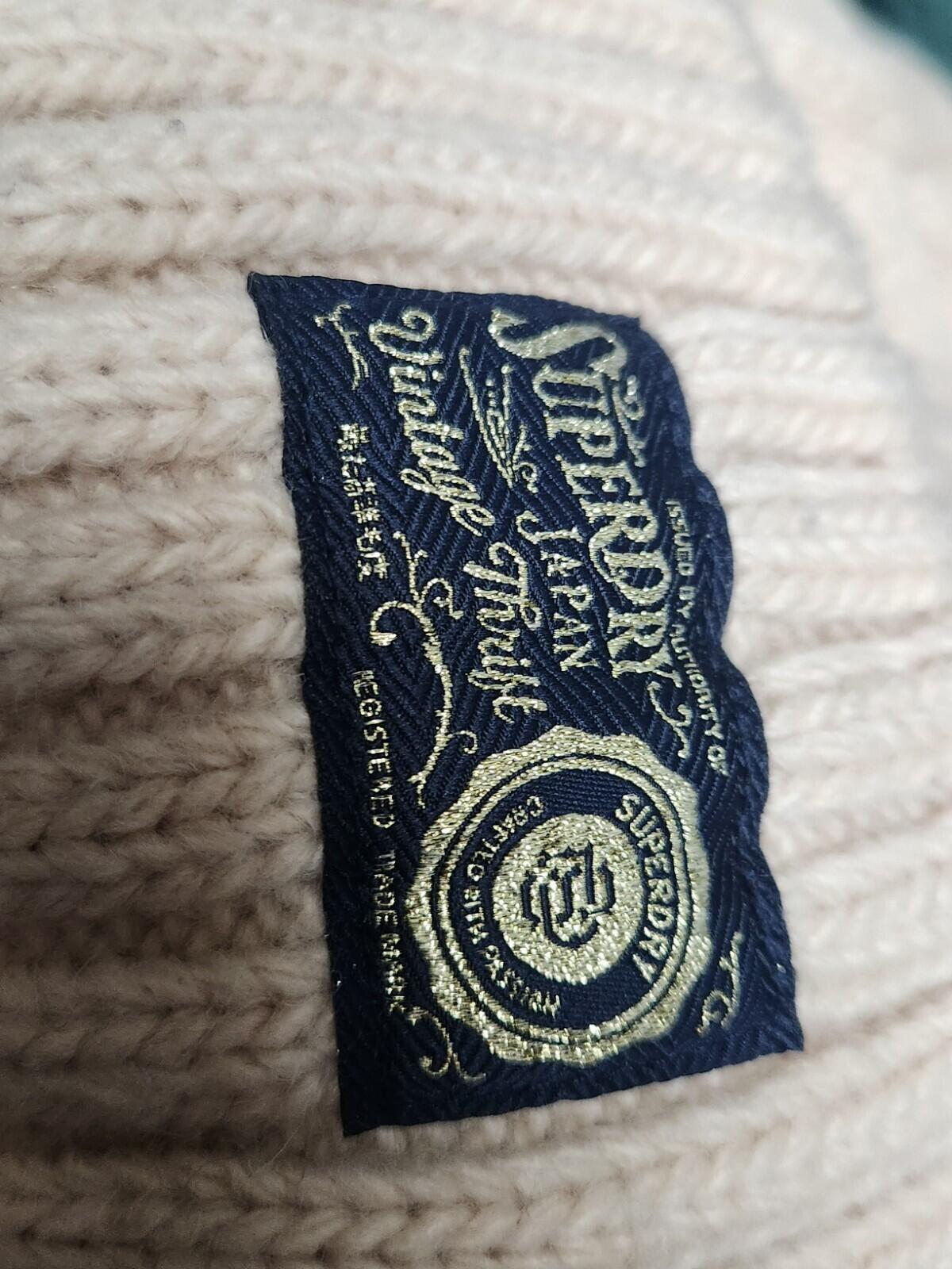 SUPERDRY Chunky Cable Beanie Hat Island Ecru Women's Winter Beige Hat Wool