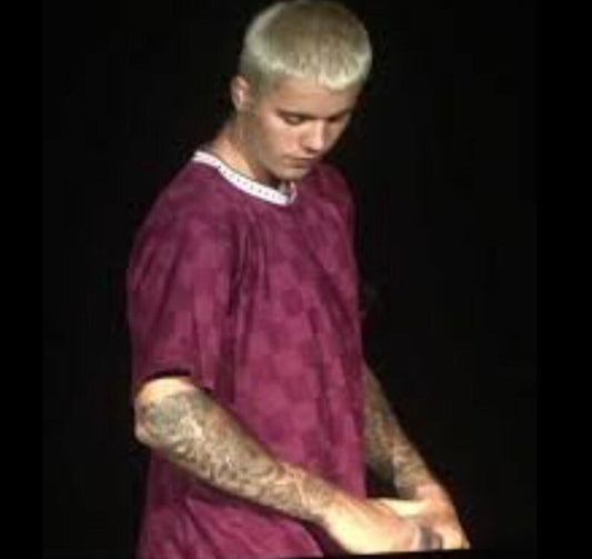Camiseta de fútbol SS16 Supreme Checker Soccer Jersey, talla M, color borgoña. Camiseta de Bieber.