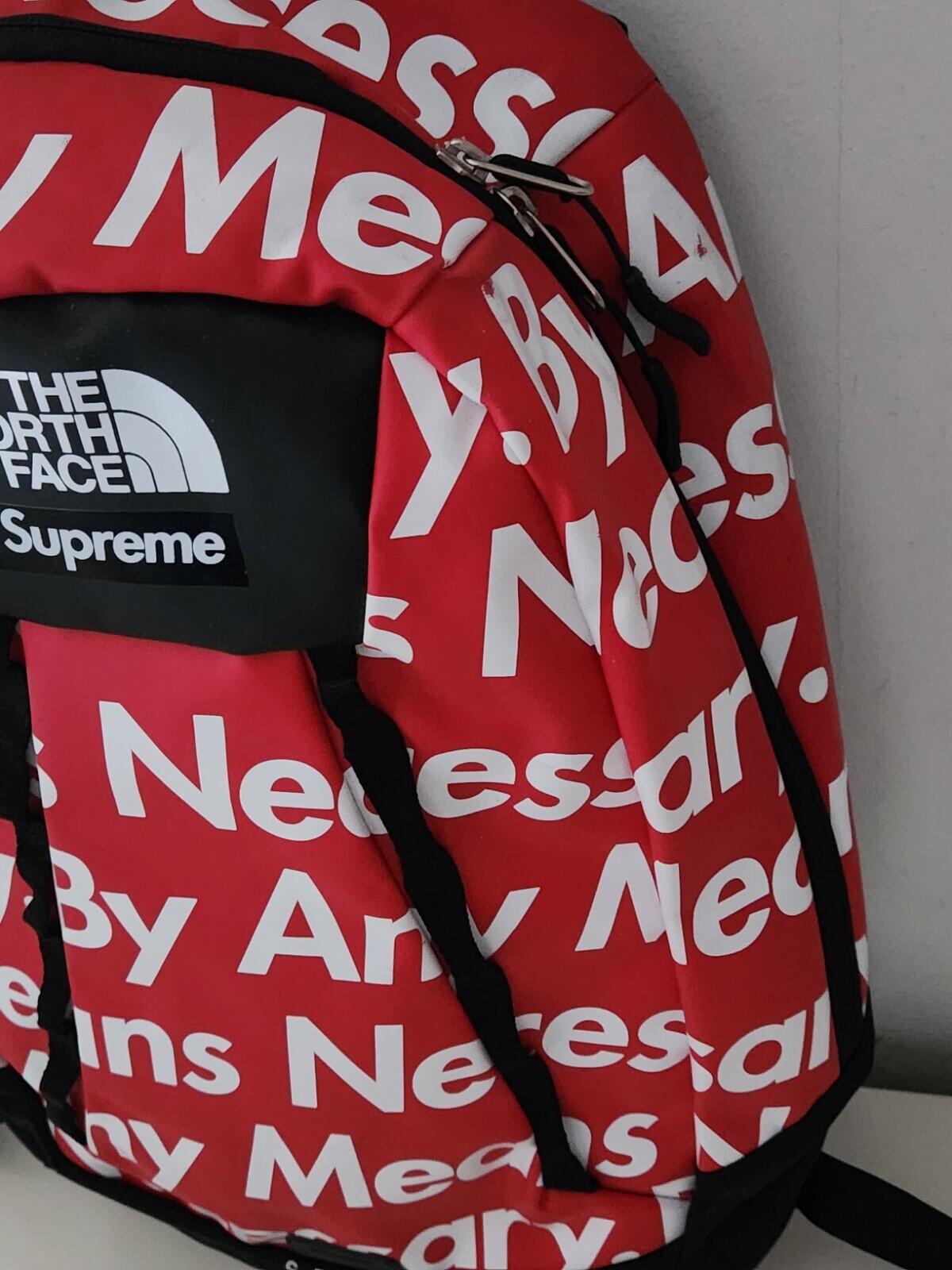 FW15 Supreme x The North Face By Any Means Base Camp Crimp Backpack Red BAMN bag