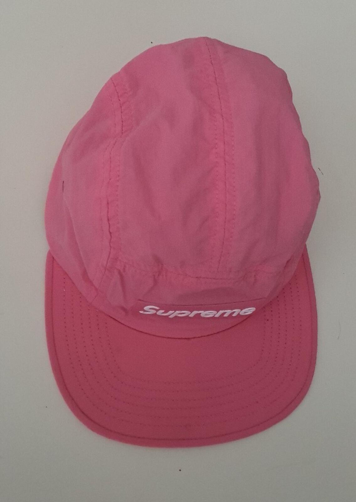 SS18 Supreme Raised Logo Patch Camp Cap Pink Nylon Hat Box Logo S/M Small Medium