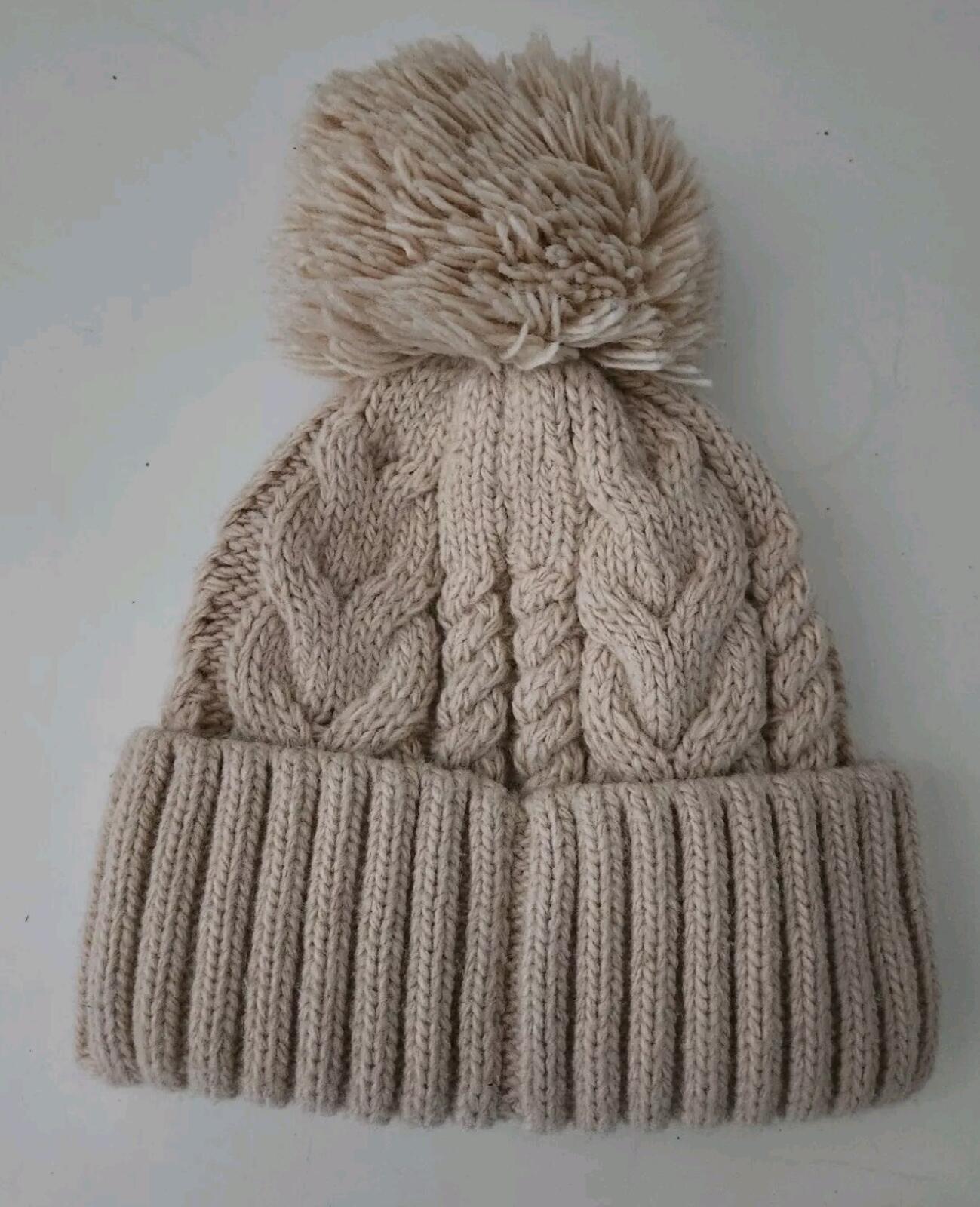 SUPERDRY Chunky Cable Beanie Hat Island Ecru Women's Winter Beige Hat Wool