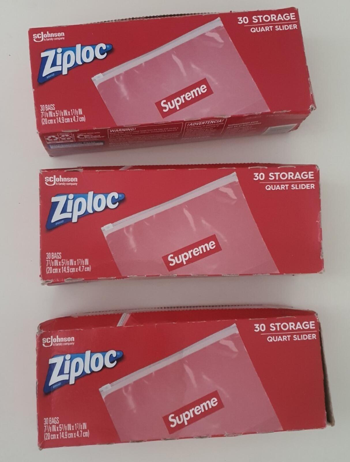 3x SS20 Supreme ZIPLOC Beutel (3x Boxen à 30 Stück) klare kleine Box Logo Aufbewahrungsbeutel