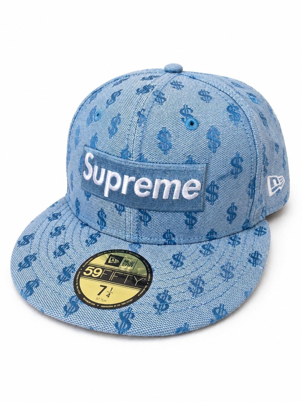 SS18 Supreme Monogram Box Logo New Era Light Blue Size 7 1/2 $ Dollar