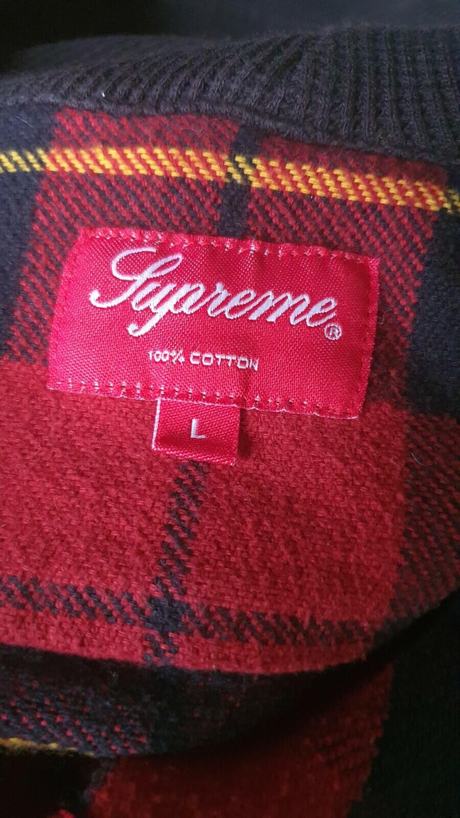 FW16 Supreme Hooded Plaid Half Zip Hooded Shirt Red Size L
