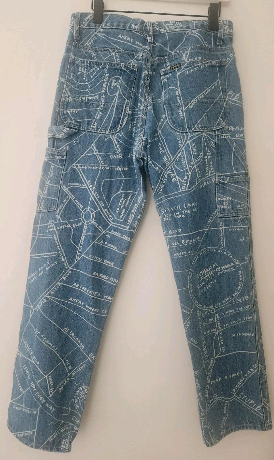SS19 Supreme Gonz Map Denim Painter Hose Größe 30 W30 L30 Mark Gonzalez Jeans