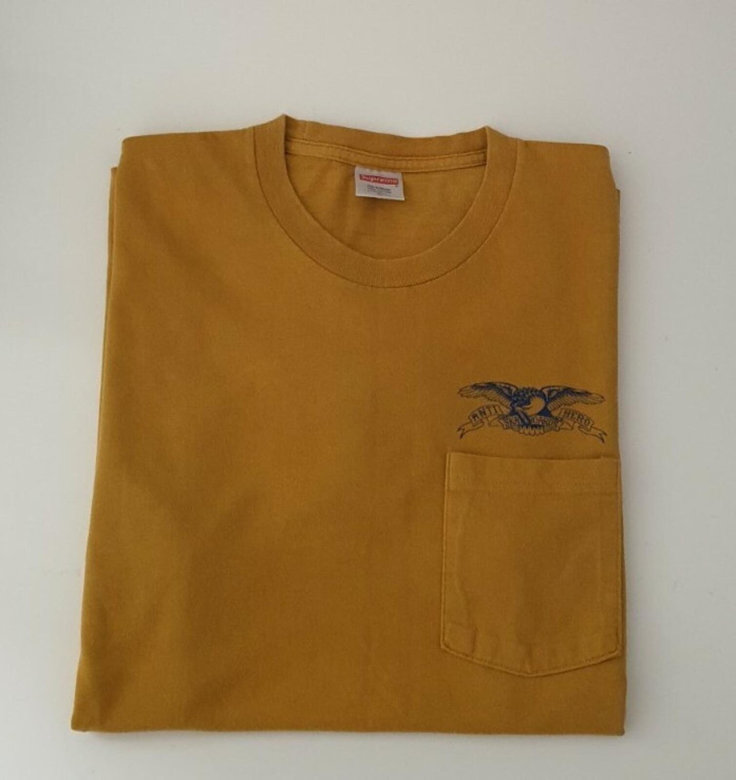 SS16 Supreme x Anti Hero Eagle Pocket Tee Mustard Size M