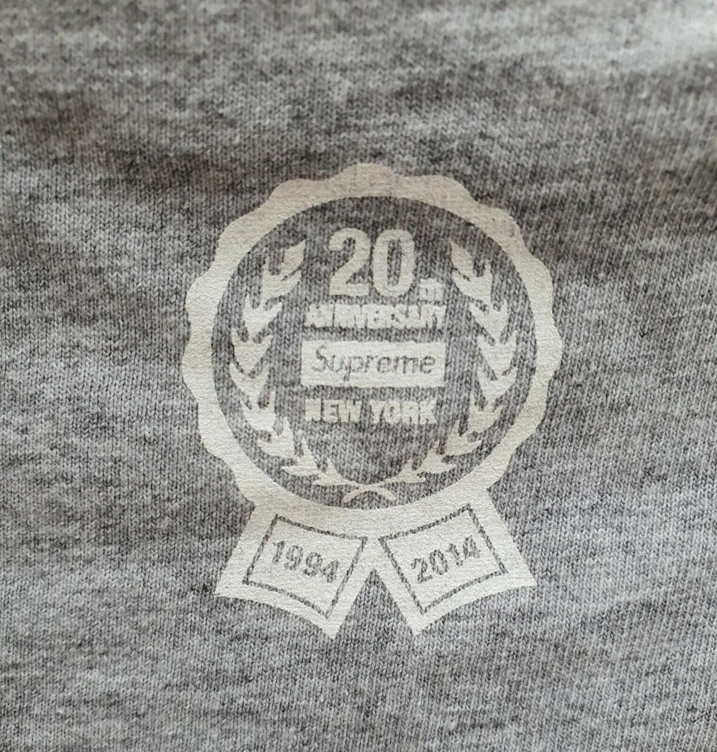 SS14 Supreme 20th Anniversary Box Logo T-Shirt Heather Grey T-Shirt M Medium Selten
