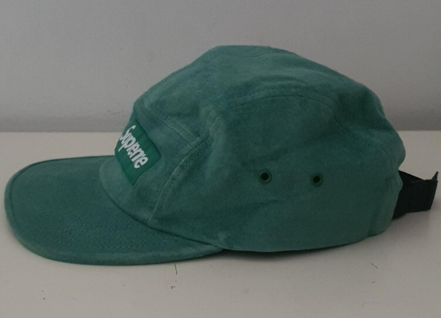 SS17 Supreme Suede Camp Cap Light Green Leather Hat Box Logo