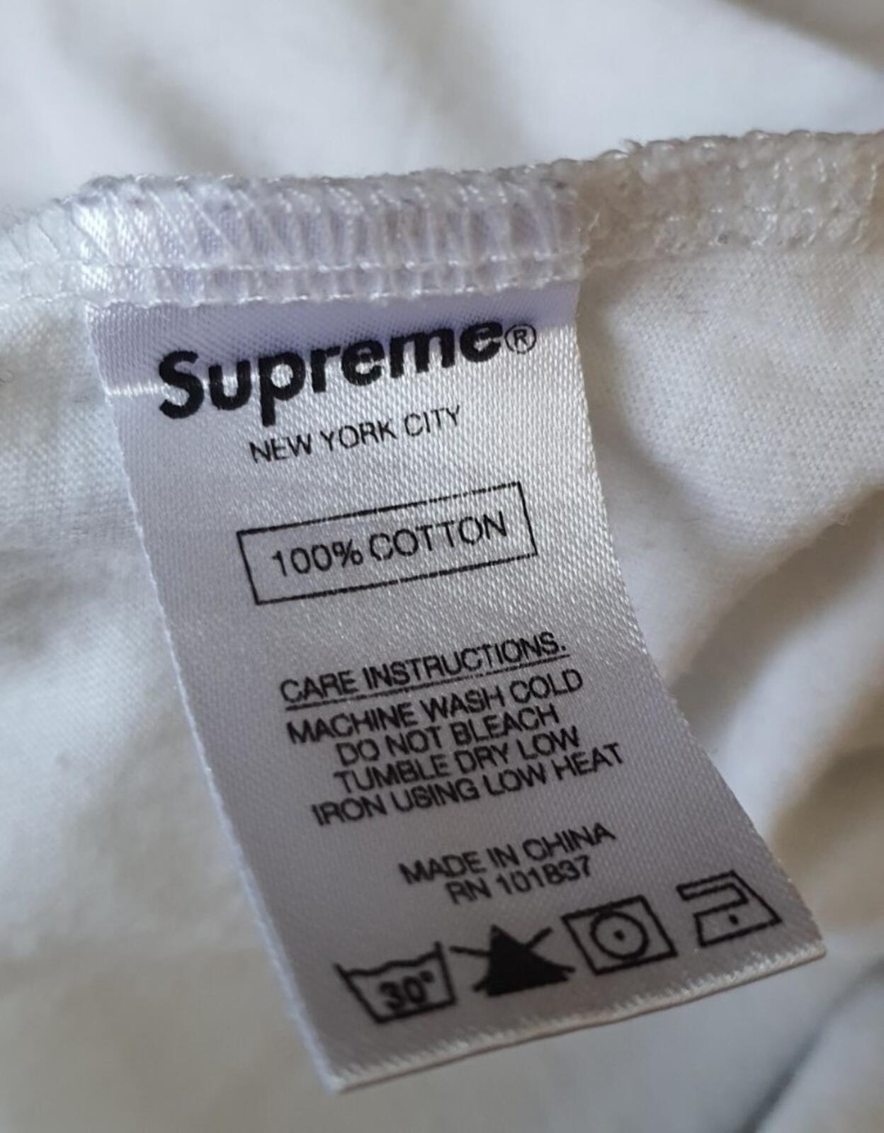 SS18 Supreme Team Ringer Tee talla M mediana blanco camiseta lila morado claro