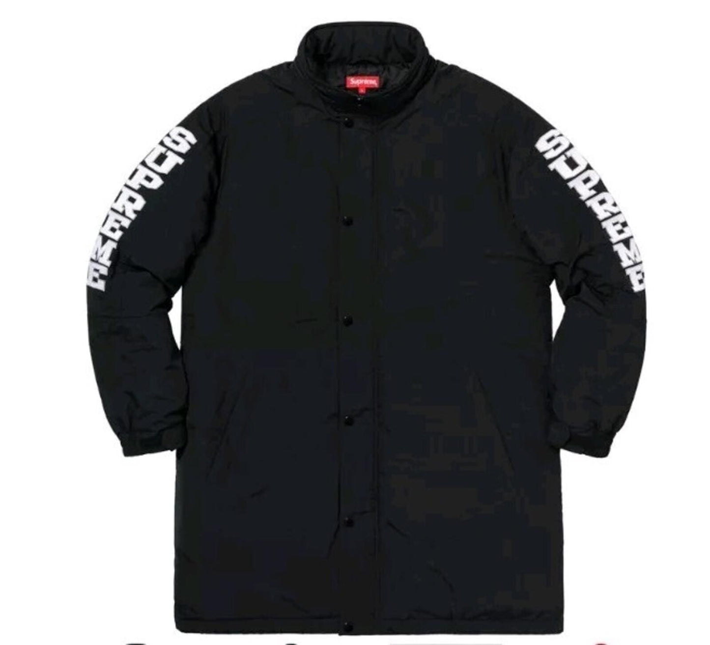 FW18 Supreme Sleeve Logo Sideline Parka Black Size M Water Resistant