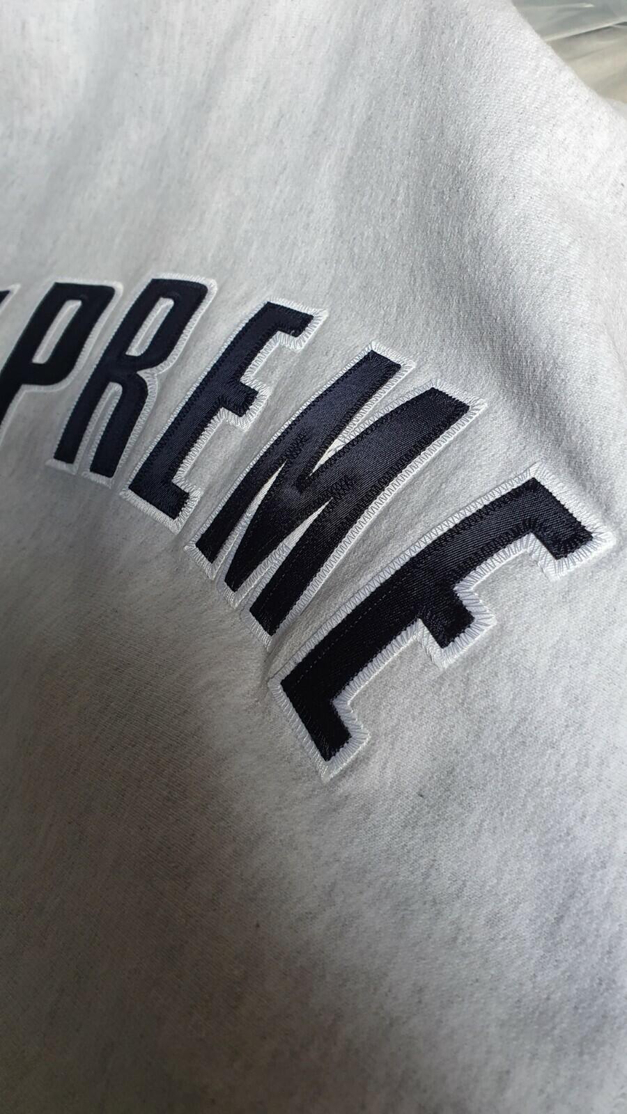 FW16 Supreme Color Blocked Arc Logo Kapuzenpullover Grau Größe XL