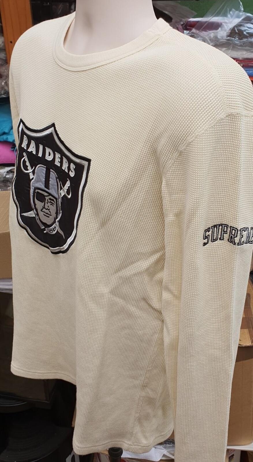 Sudadera térmica con cuello redondo SS19 Supreme x NFL x Raiders x '47 Natural Talla M