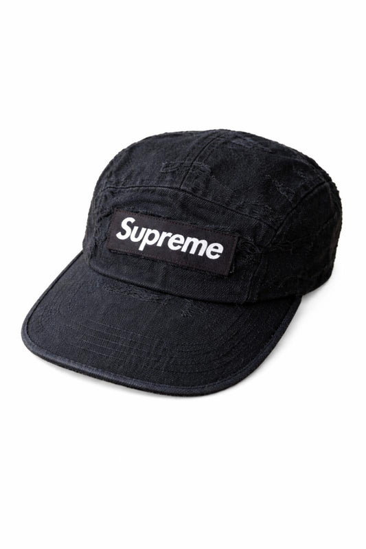 Gorra campera SS21 Supreme Frayed Logos Denim negra