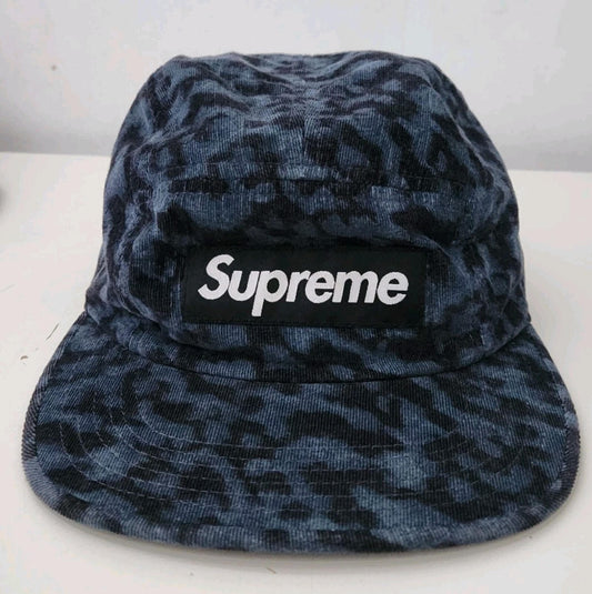 FW14 Supreme x Liberty Art Fabrics Cord Camp Cap Vintage-Hut Box Logo Leopard