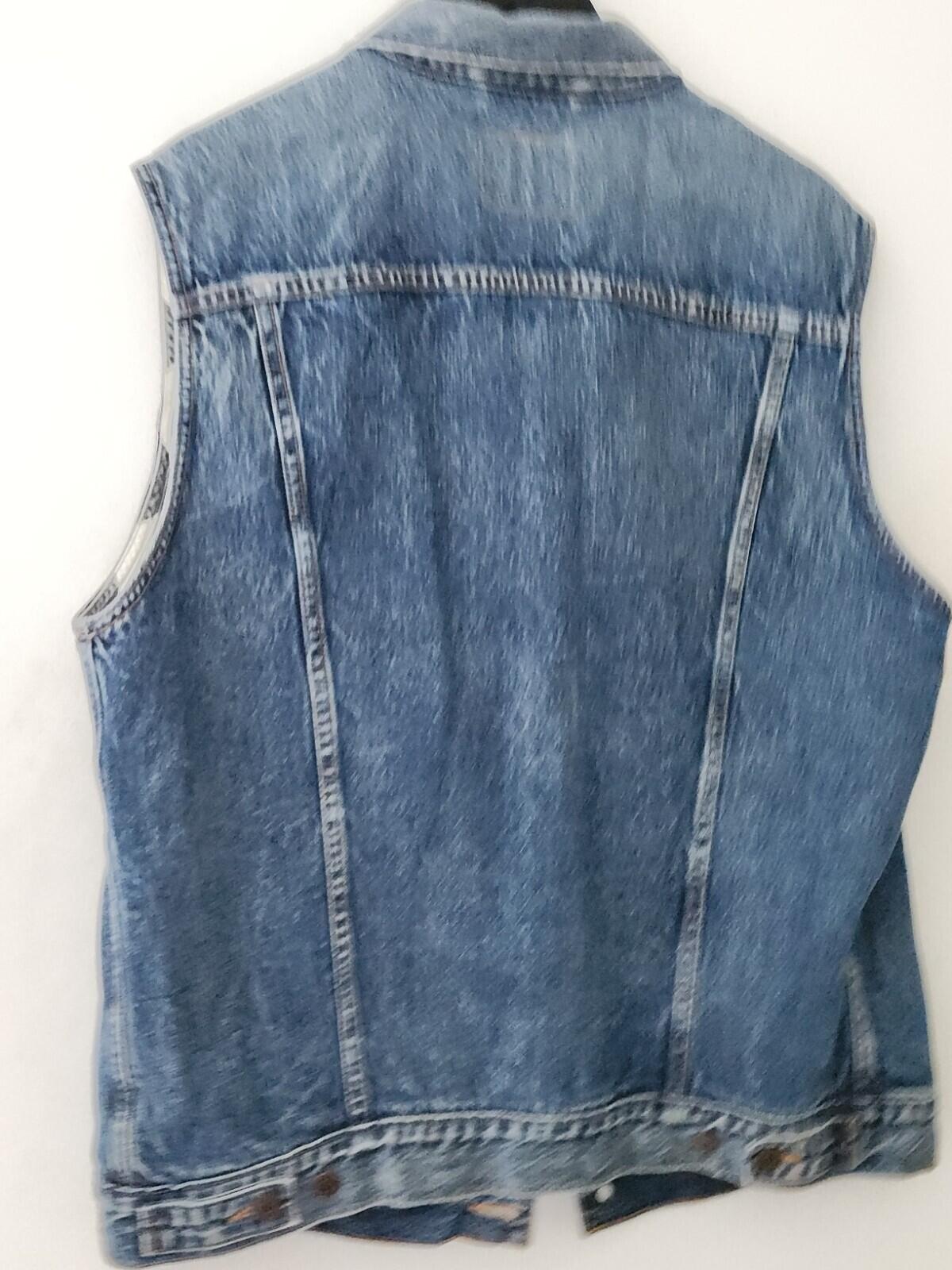 Chaleco vaquero FW14 Supreme x Levis talla XL, estampado a cuadros, azul Levi's, raro