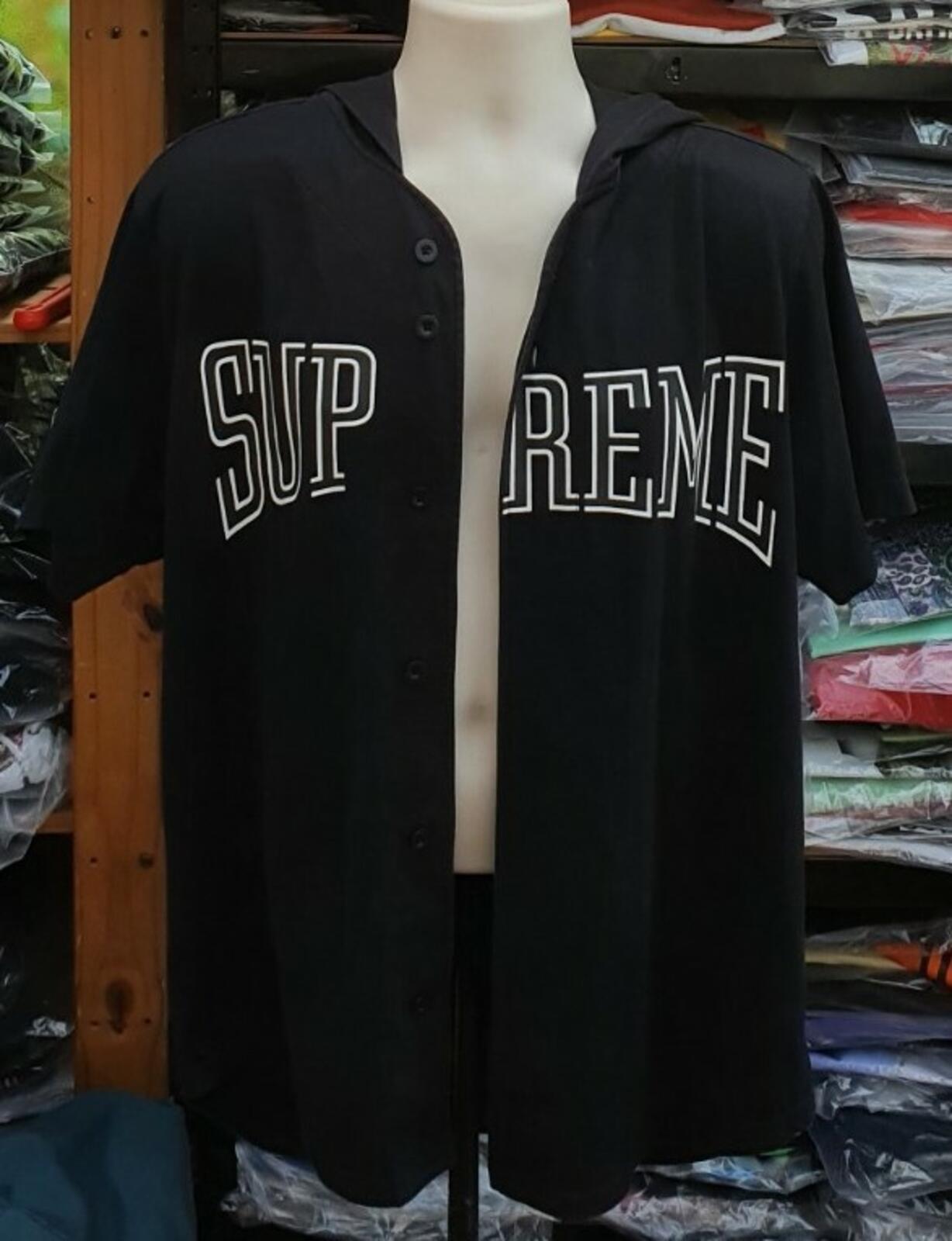SS16 Supreme Hooded Baseball Top Black Size XL