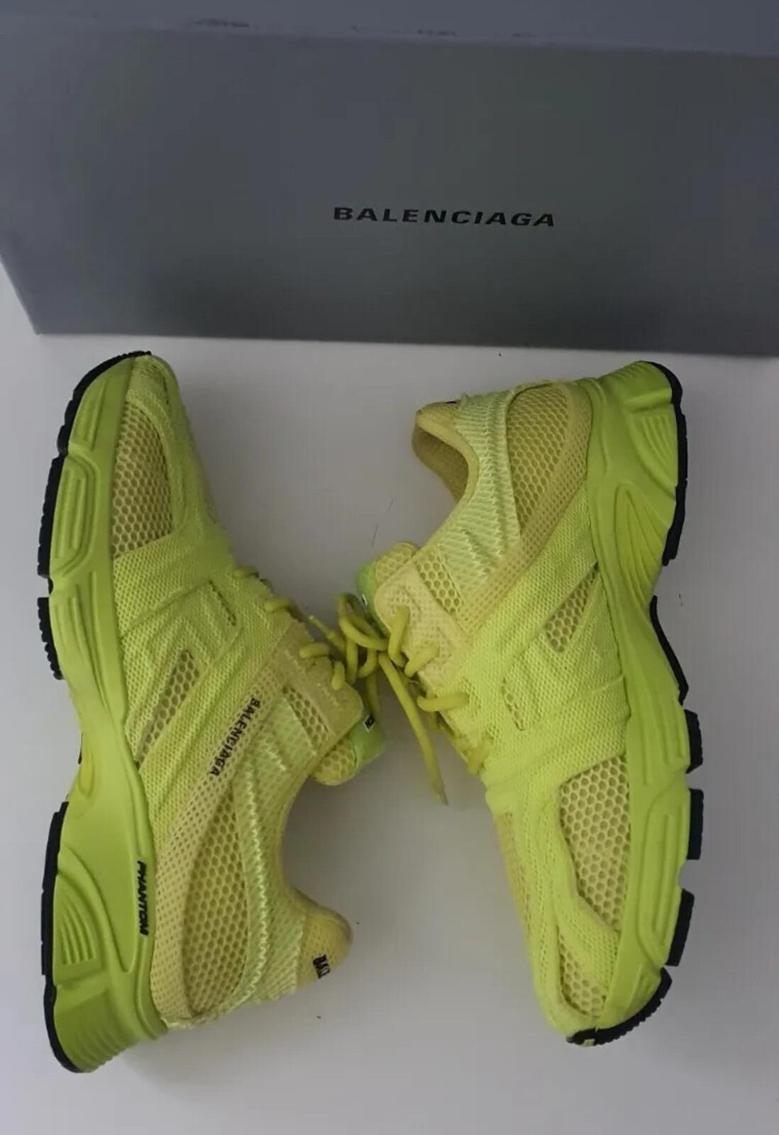 £525 BALENCIAGA Phantom Sneaker Lime And Black UK 10 US 11 EUR 44 trainers Mesh