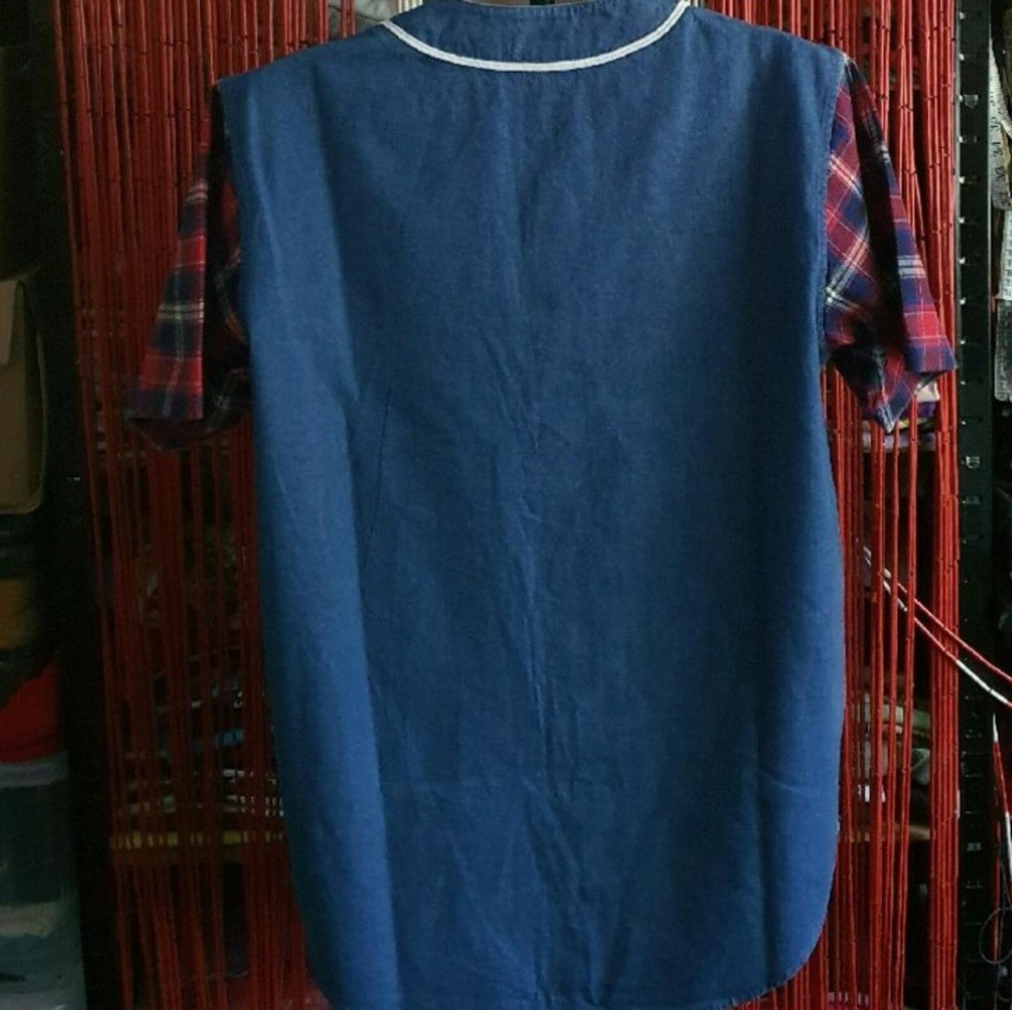 SS14 Supreme Baseball Denim Flannel S/S Shirt size L