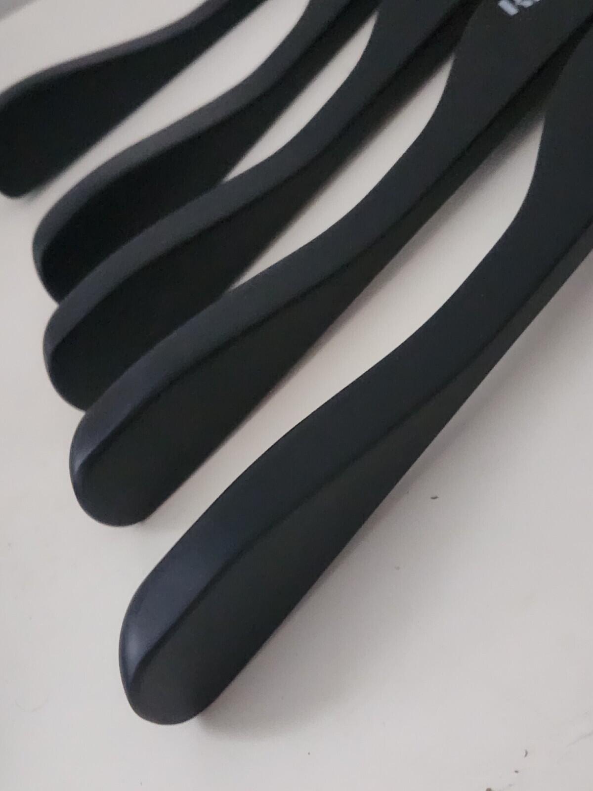 5 x BROWNS Black Wooden Coat Hangers with Broad ends for Suits Jackets 17" 43cm