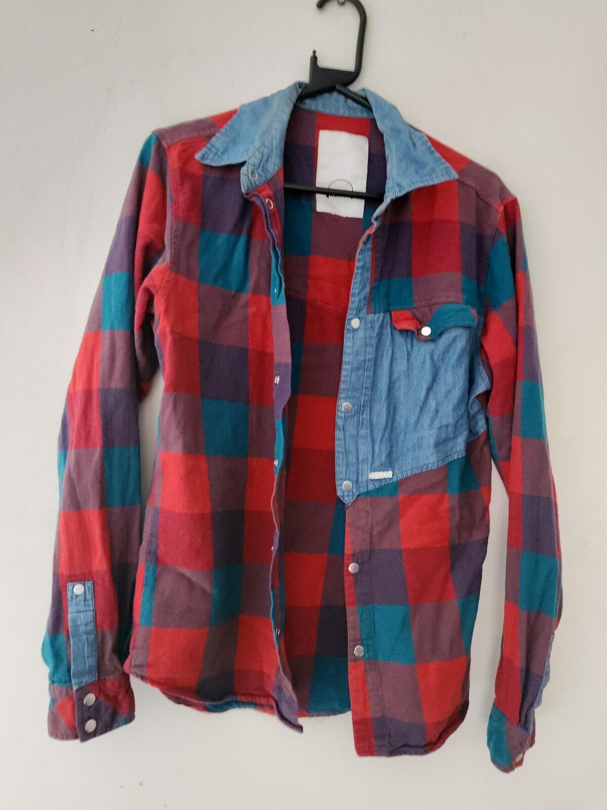HUMOR Dummy Shirt flannel checked S small Multicoloured long sleeve Denim