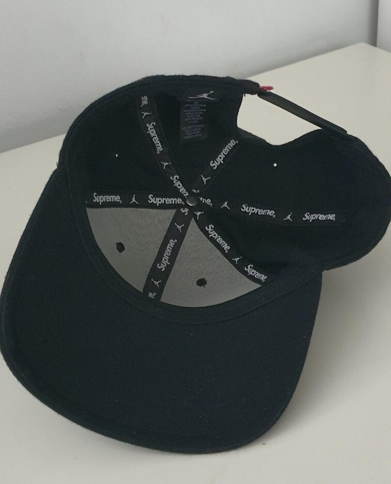 FW15 Supreme x Jordan black 6-Panel cap Jumpman hat Rare