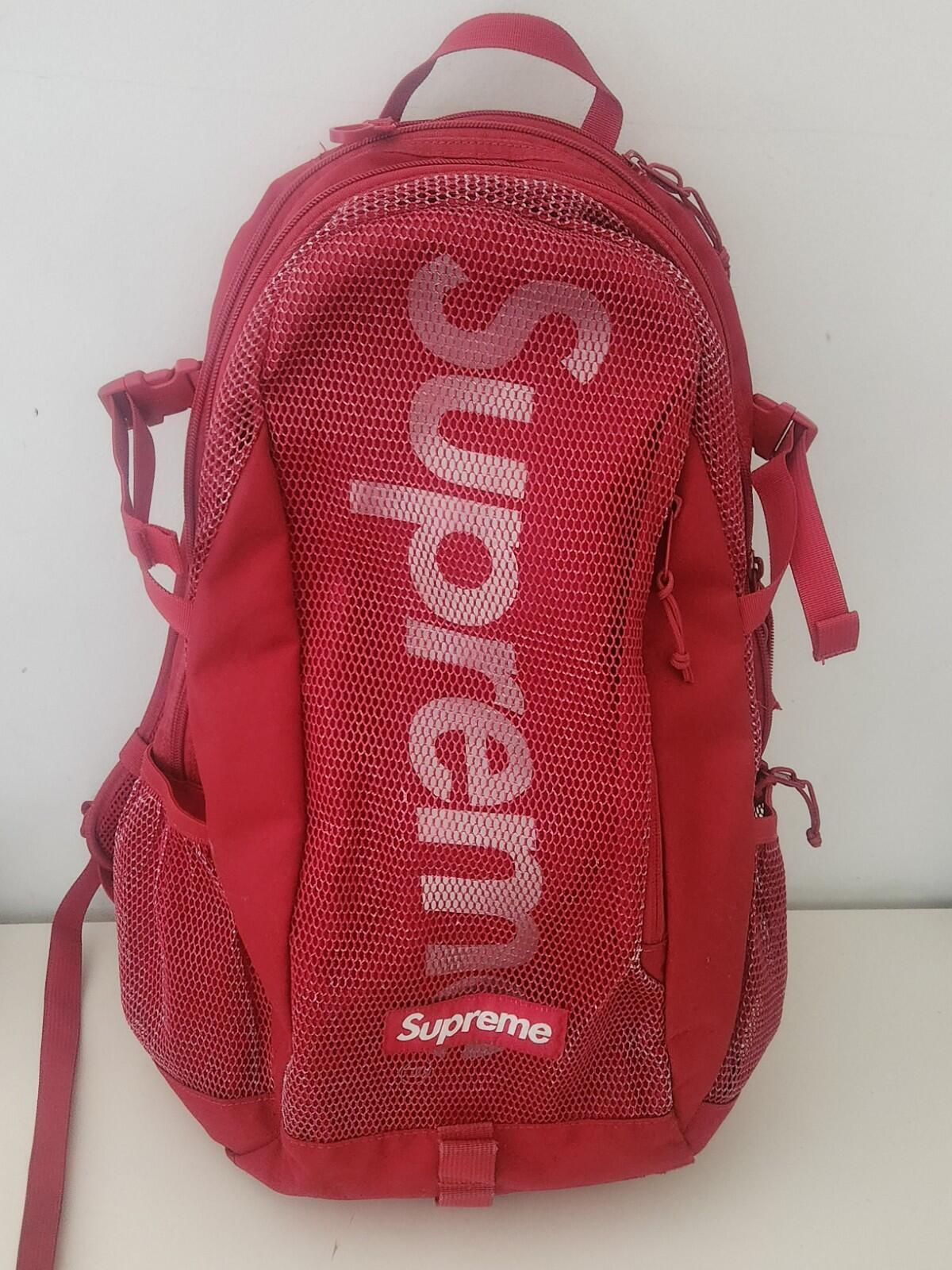 SS20 Supreme Rucksack Netztasche Dunkelrot