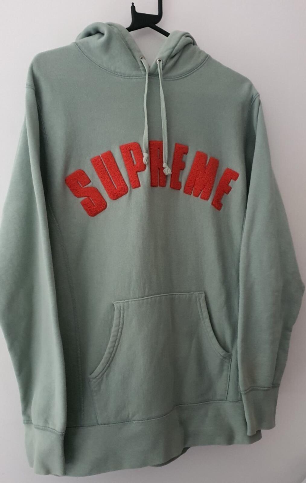 SS17 Supreme Chenille Arc Logo Hooded Sweatshirt Size M Medium Seafoam hoodie