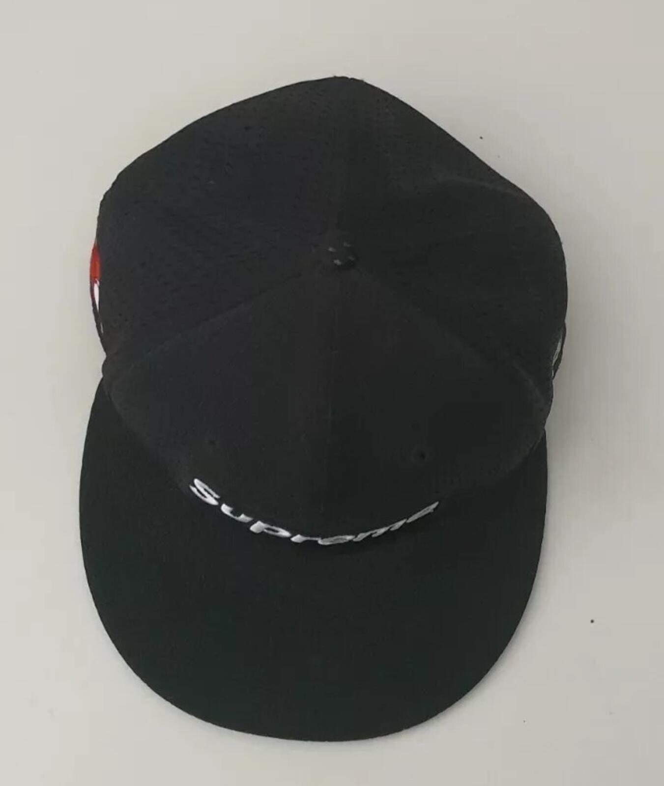 SS18 Supreme Mesh Box Logo New Era Black cap hat size 7 1/8 (56.8cm)