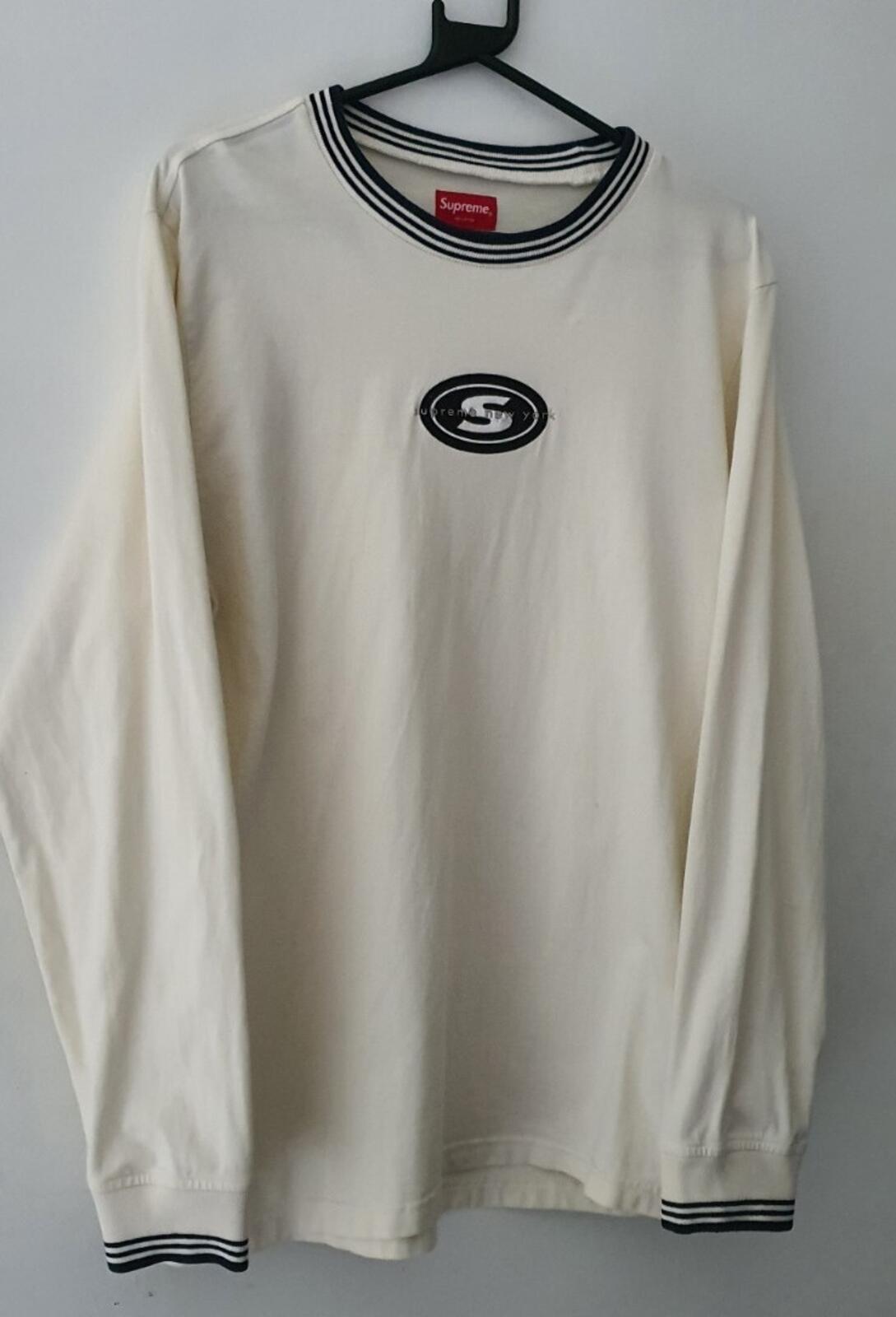 FW18 Supreme Striped Rib Logo L/S Top natural jumper M medium reflective logo