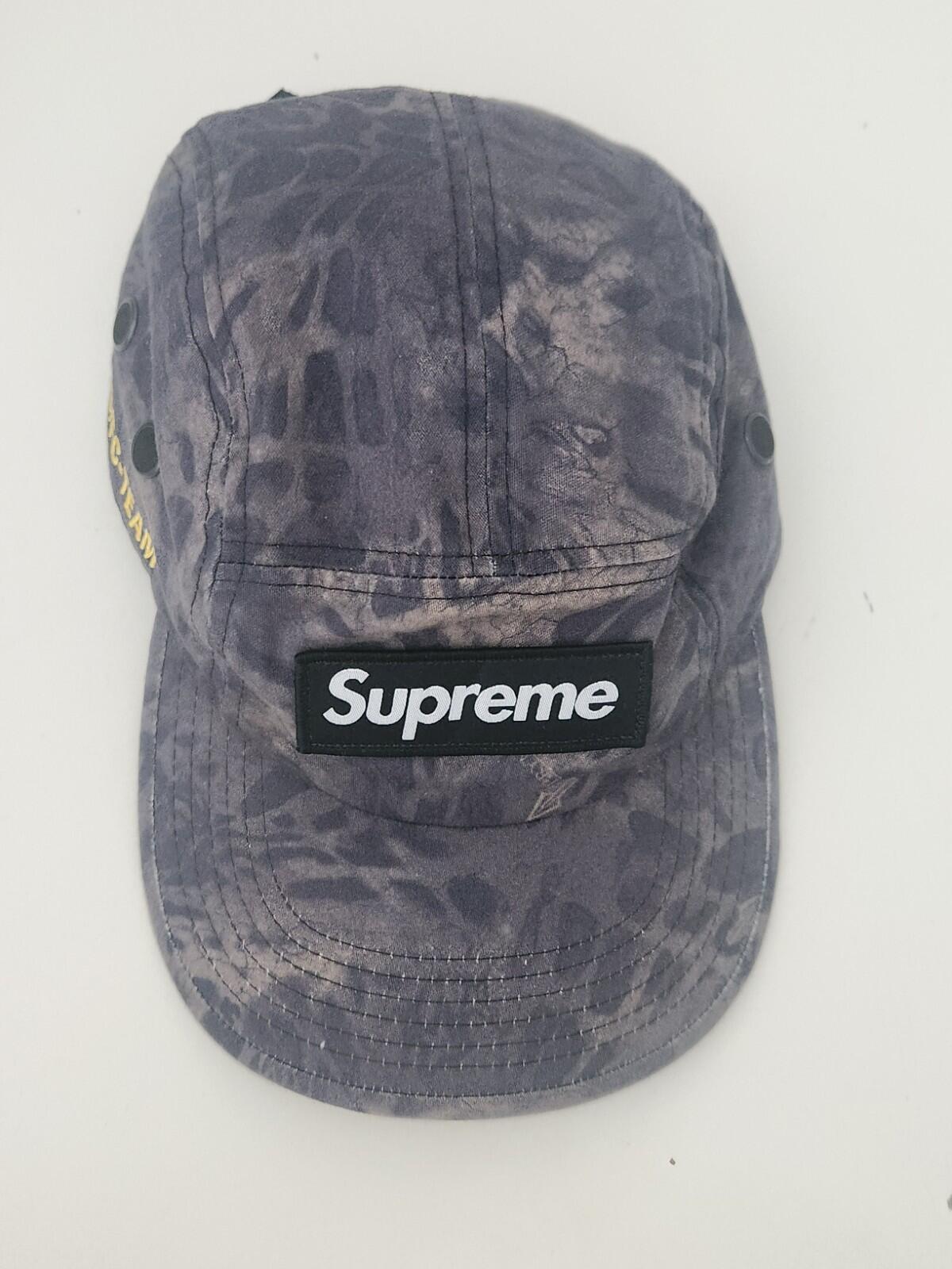 SS22 Supreme Military Camp Cap Hat Box logo Black Prym1 Camo