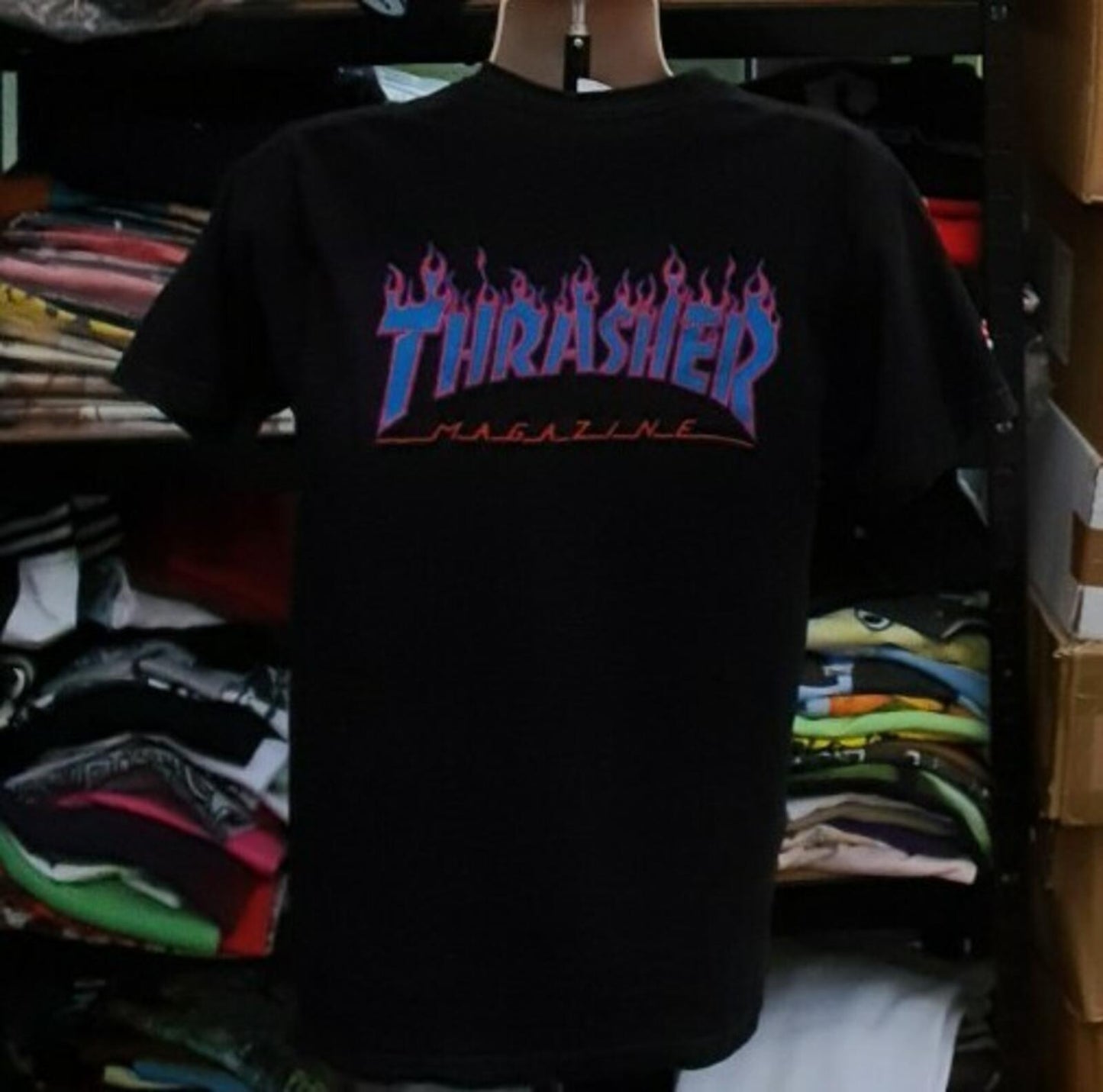 SS15 Supreme x Thrasher Flames Tee Black Size M