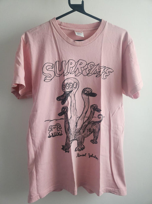 SS15 Supreme Daniel Johnston Camiseta Talla M Mediana Rosa Camiseta Rara 2015 Vintage