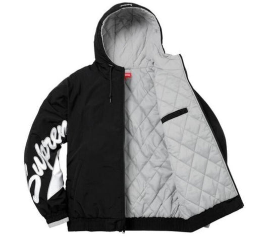 Chaqueta SS18 Supreme Sleeve Script Sideline talla L grande resistente al agua negra