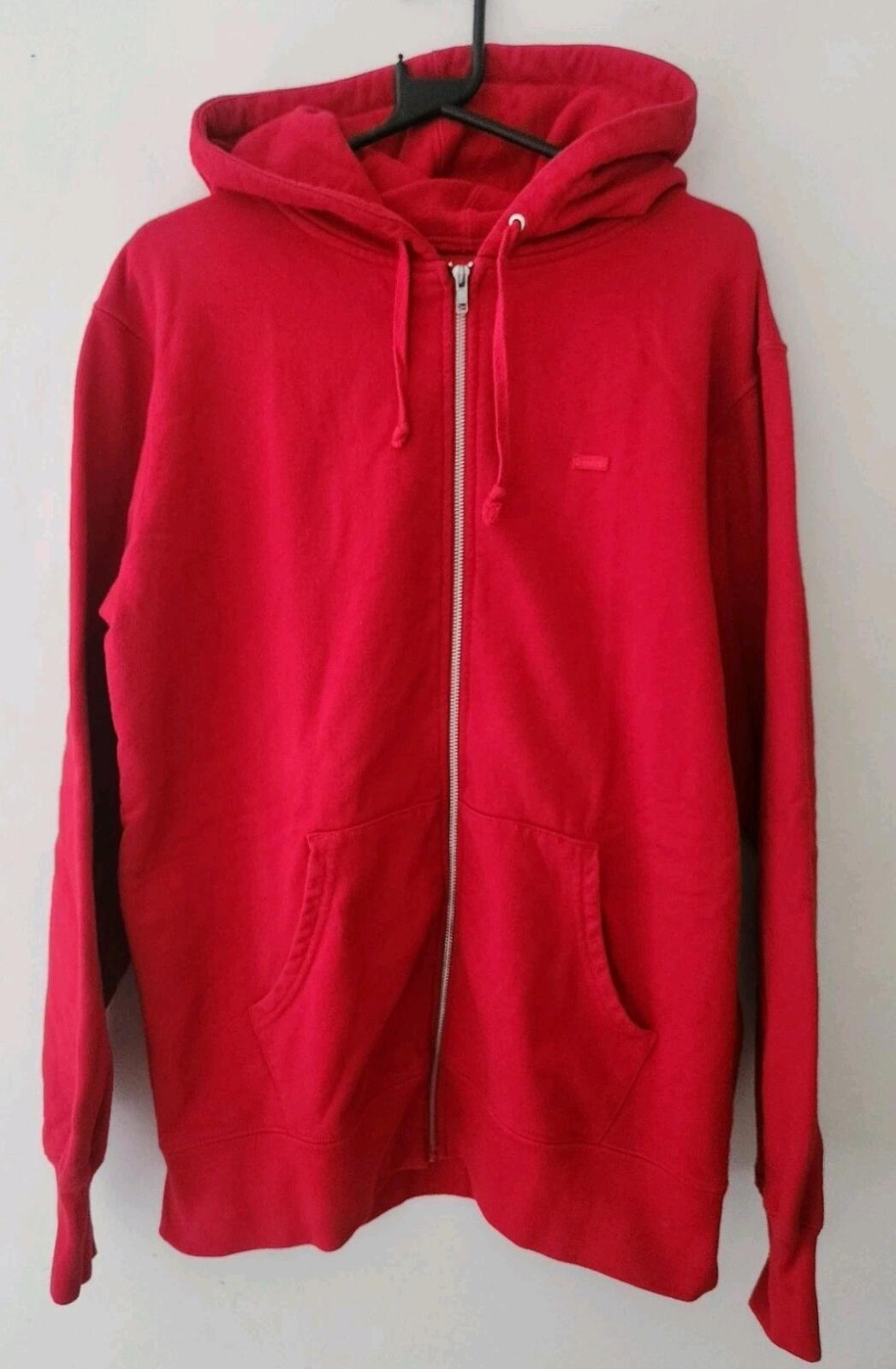 SS17 Supreme Small Box Logo Zip Up hooded sweatshirt red hoodie L large tonal