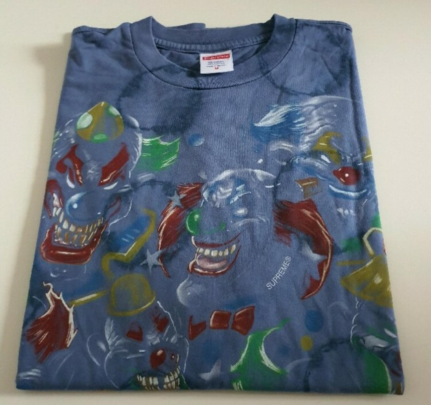FW19 Supreme Clowns bleached navy Tee M medium T-shirt