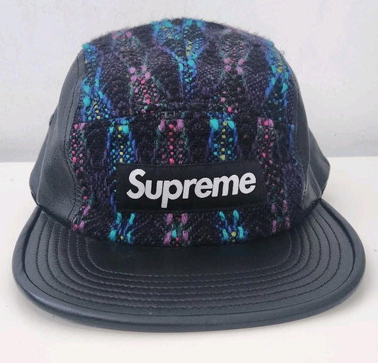 FW13 Supreme Diamond Magee Tweed camp cap Wool Leather Hat box logo vintage 2013