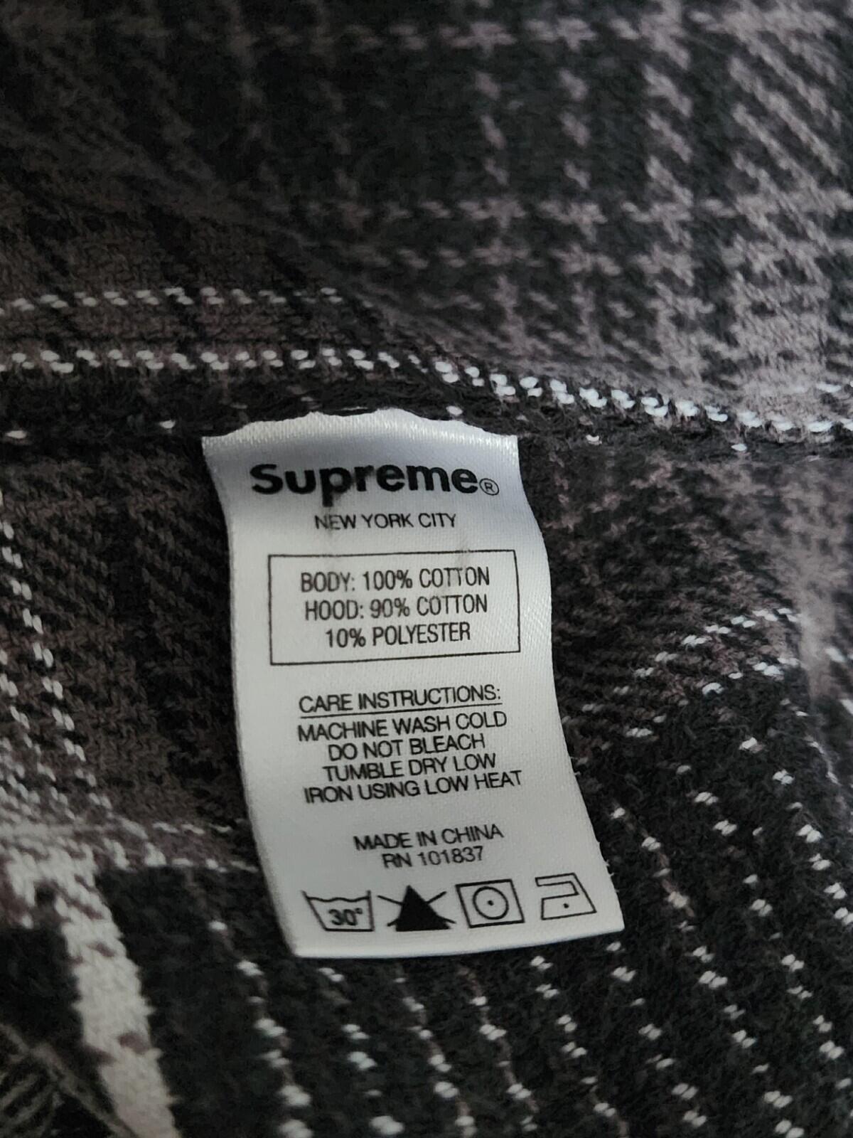 FW20 Supreme Hooded Shadow Plaid Hemd Schwarz Größe L