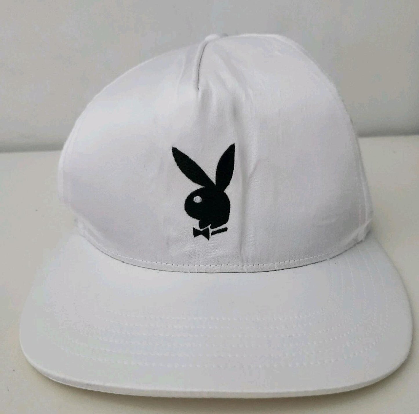 SS16 Supreme Playboy Satin 5-Panel hat white cap 2016 made in USA