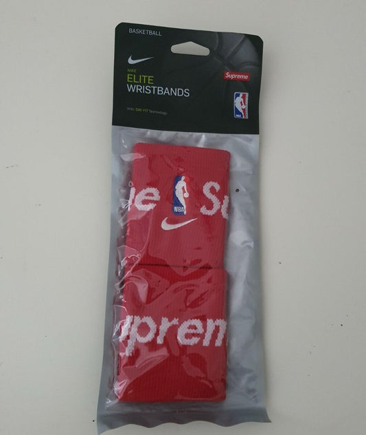 SS19 Supreme x Nike x NBA Baloncesto Elite muñequeras rojas Nuevo accesorio Dri-FIT