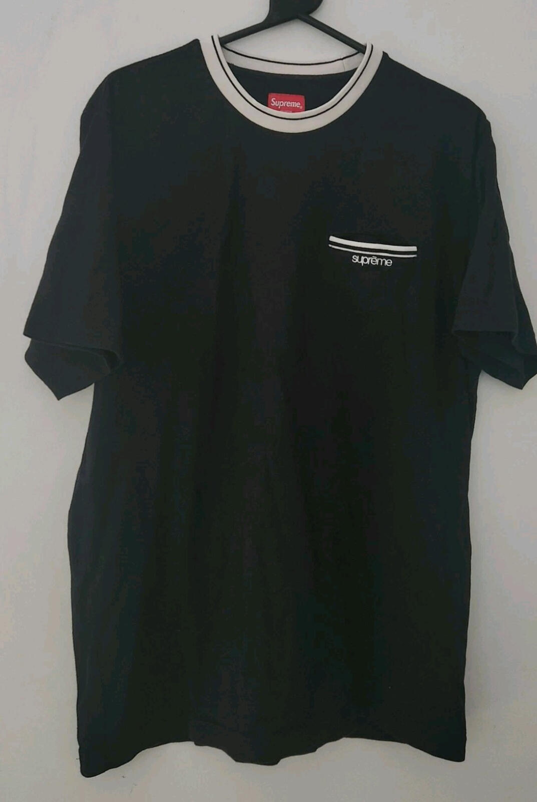 FW16 Supreme Ribbed Pocket Tee Black Size L