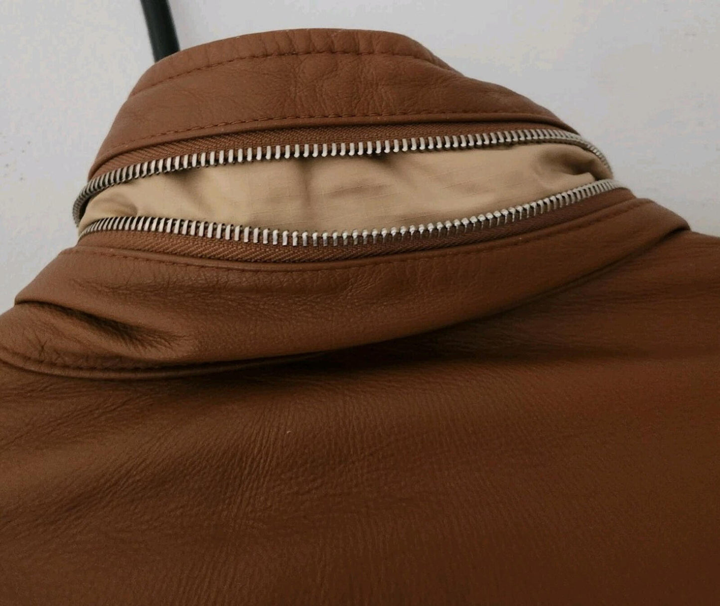 A BATHING APE Leather 90's M-65 jacket Brown Vintage Bape Cowhide Size L Large