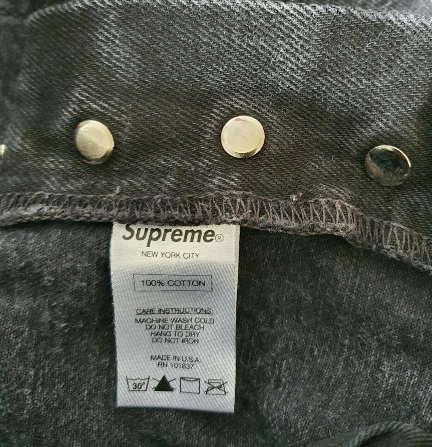 FW16 Supreme Stone Washed Slim Jeans Schwarz Größe 30 W30 L30