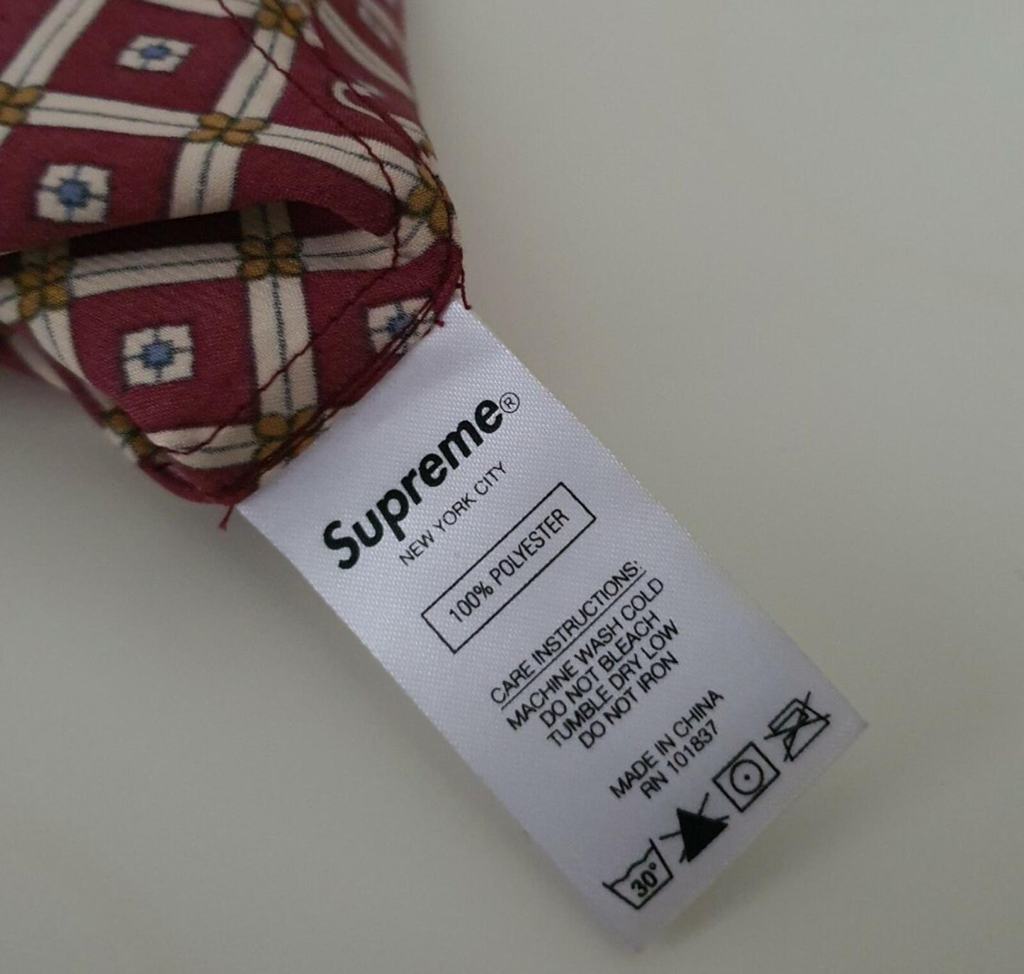 SS20 Supreme Satin Pajama Top Pyjama Burgundy Size S