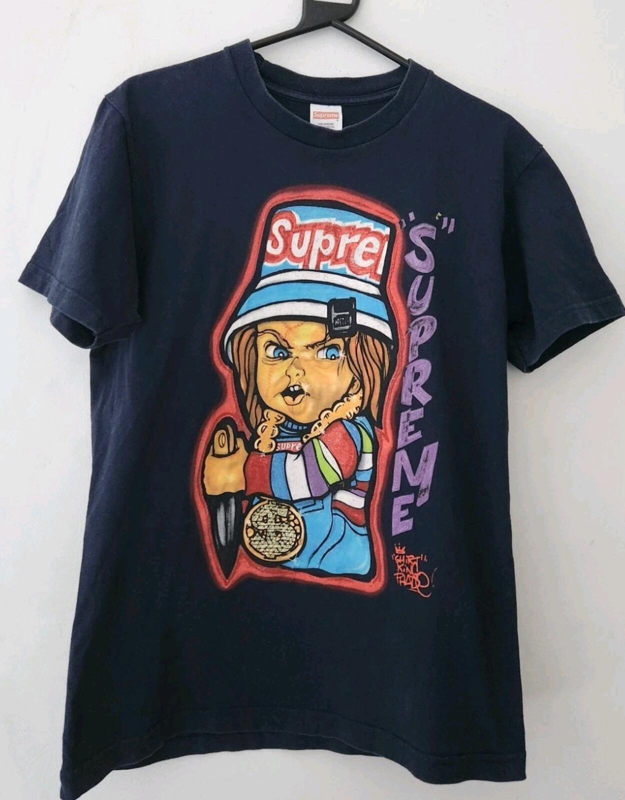 SS14 Supreme x Chucky "40 Deuce" T-Shirt Artwork von King Phade Marineblaues T-Shirt Vintage