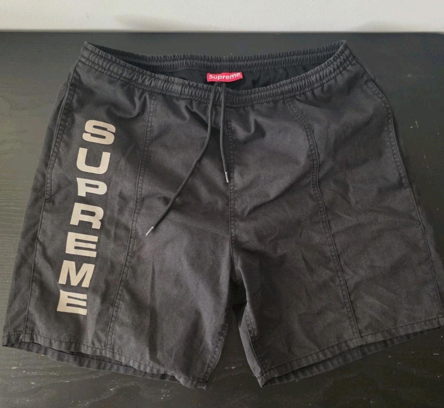 SS15 Supreme Reflective Logo Swim Short Black Größe M