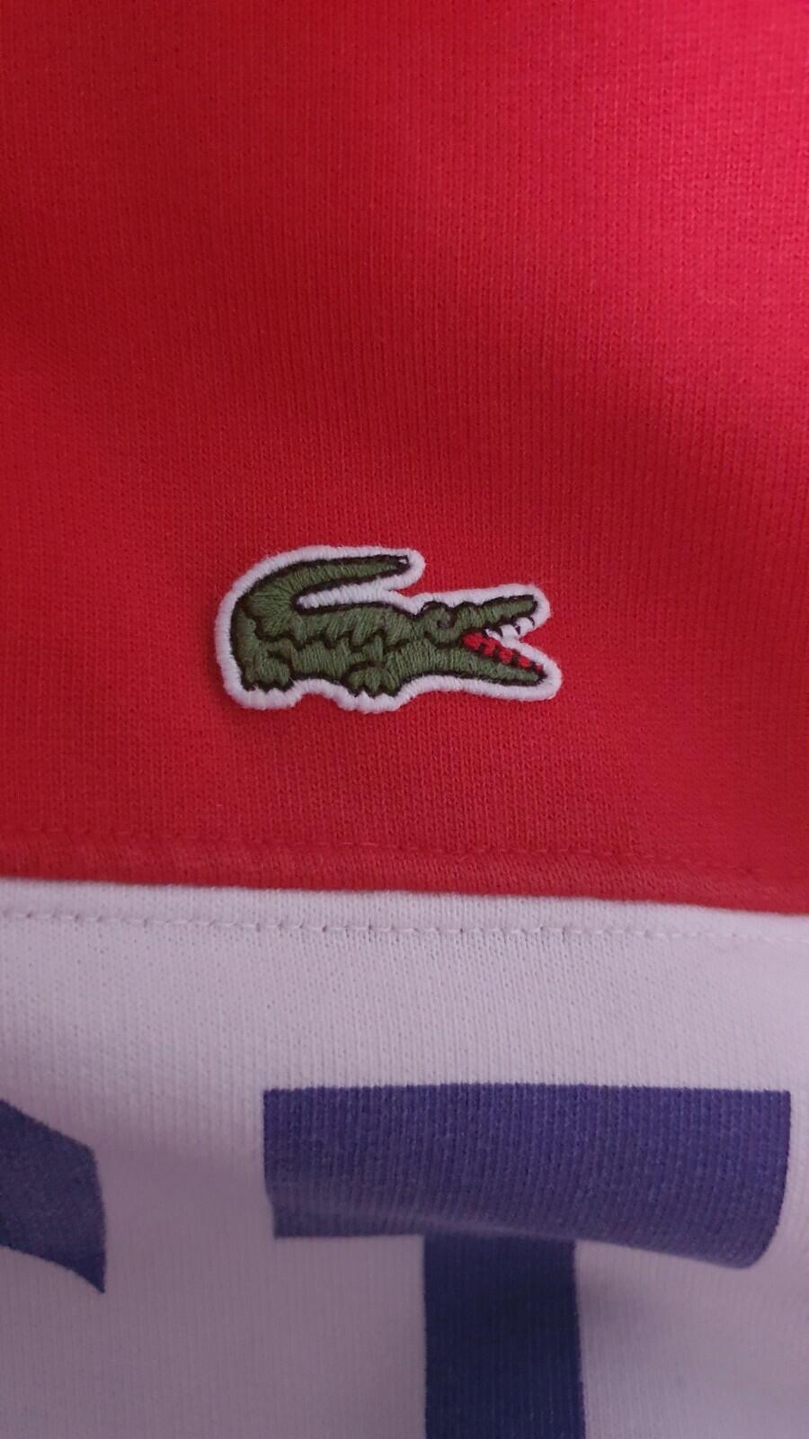 FW19 Supreme x Lacoste Logo Panel Hooded Sweatshirt Red Size L